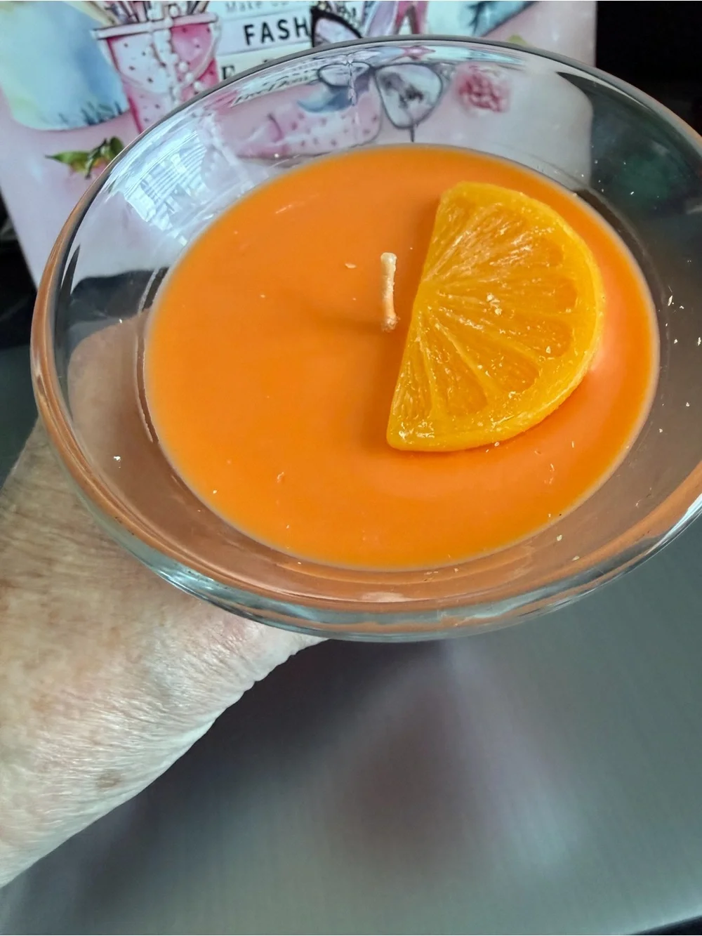 Orange Glass Votive Candle Delicious Scent